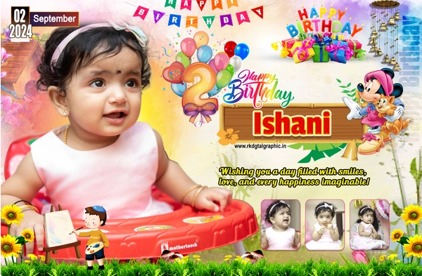thumbnail Download Best PSD Template of Ishani 2nd Happy Birthday Flex Banner